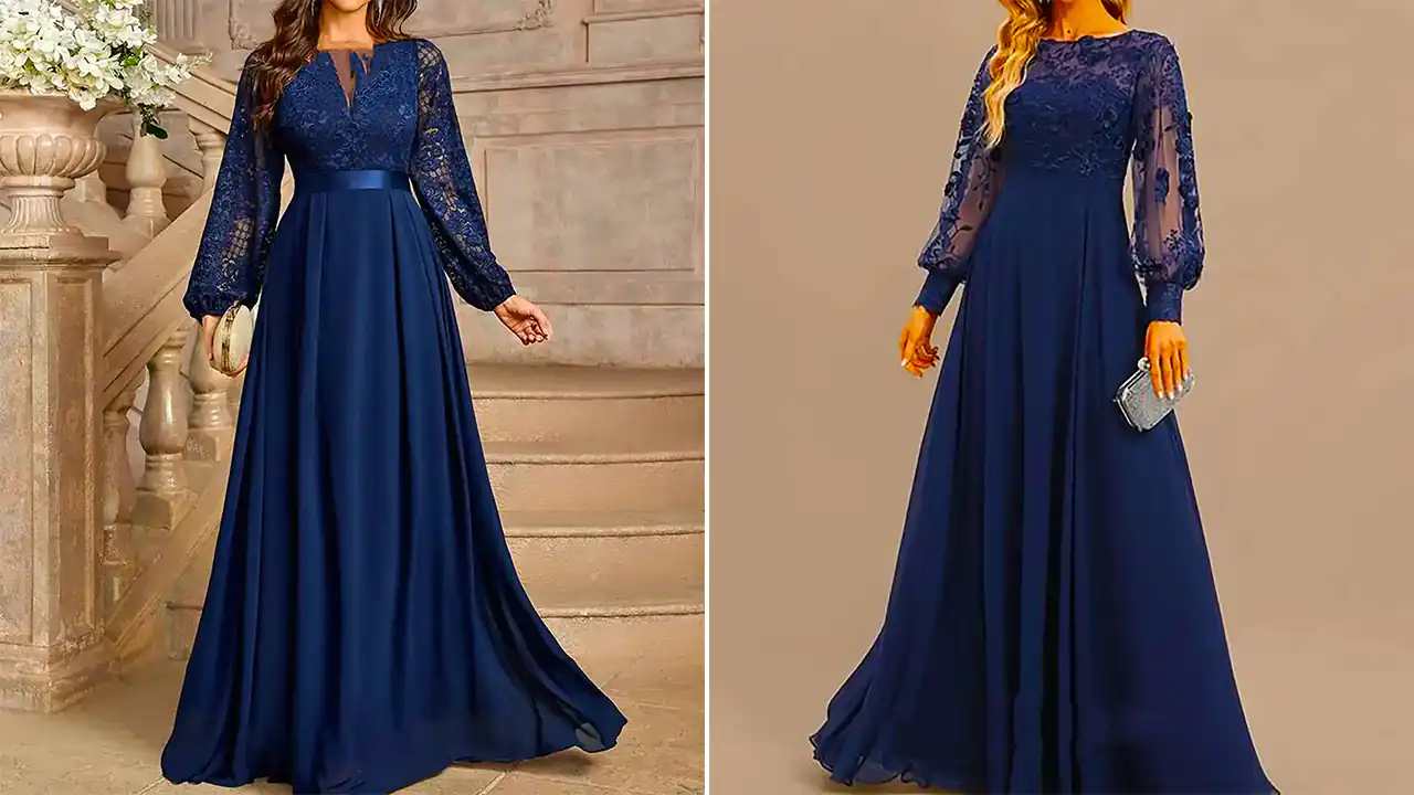 پیراهن مجلسی سورمه ای زنانه