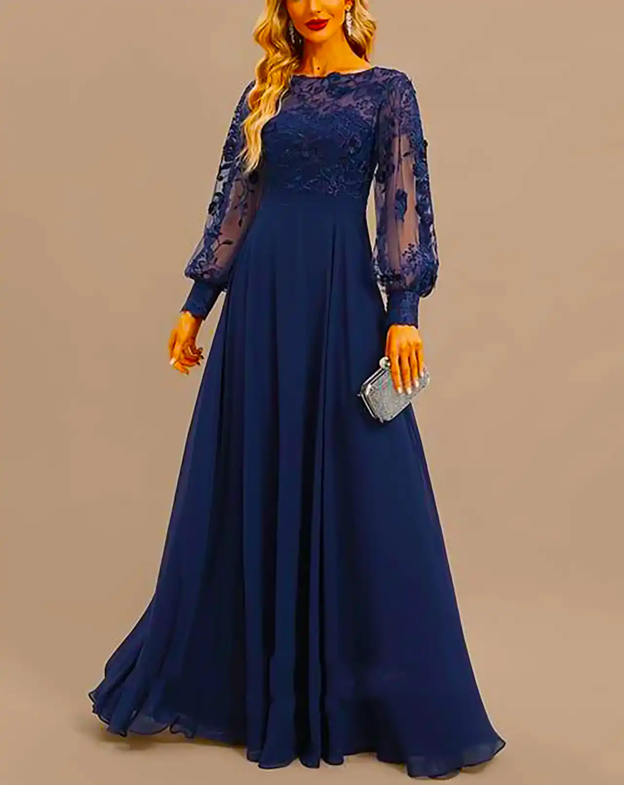 پیراهن مجلسی سورمه ای زنانه