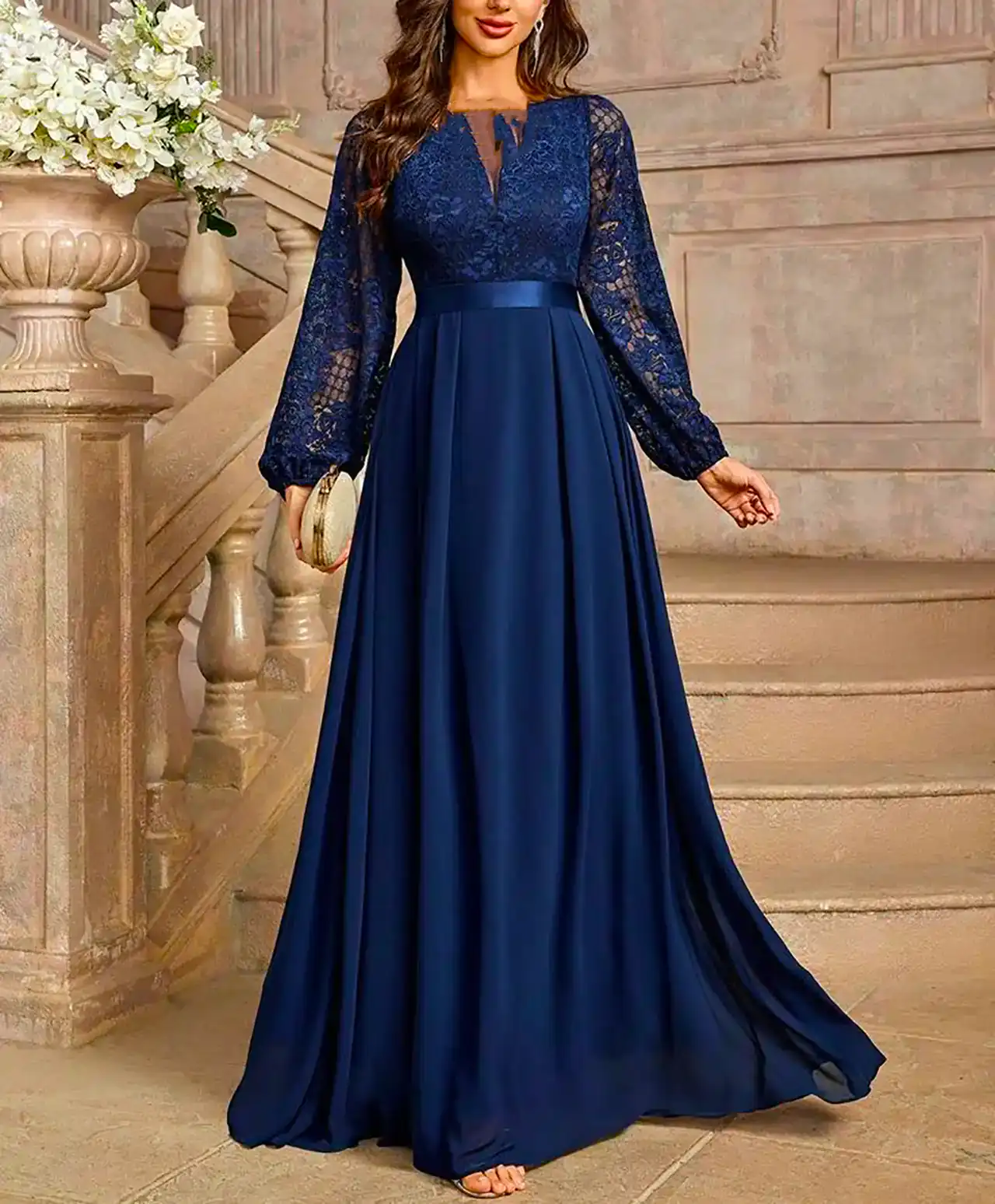 پیراهن مجلسی سورمه ای زنانه