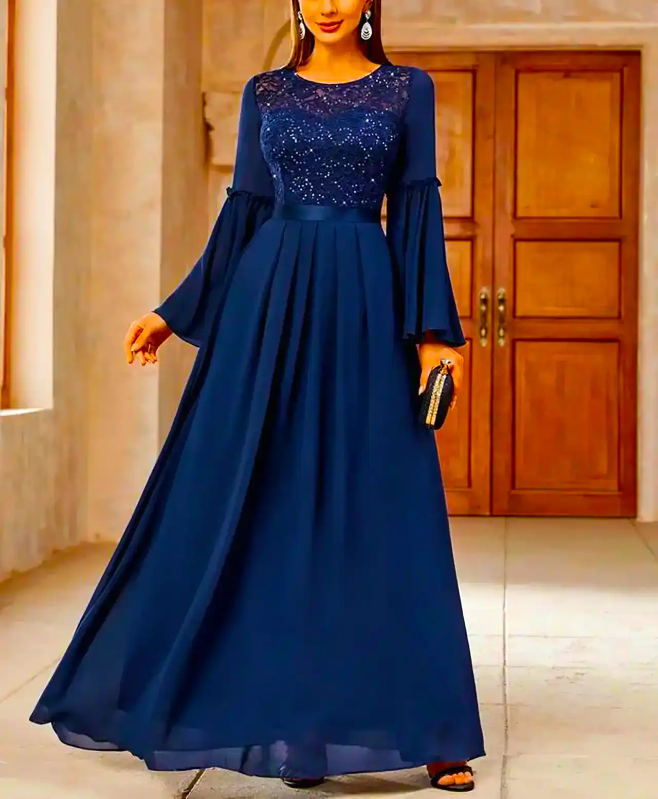 پیراهن مجلسی سورمه ای زنانه