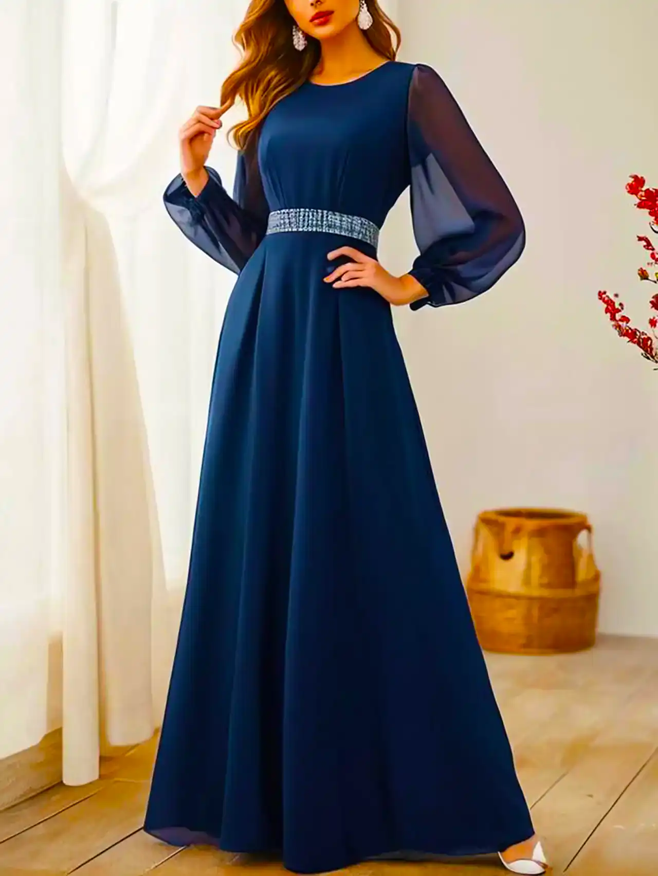 پیراهن مجلسی سورمه ای زنانه