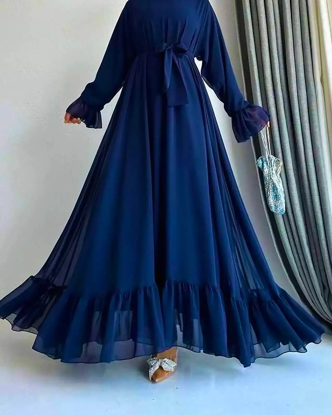 پیراهن مجلسی سورمه ای زنانه