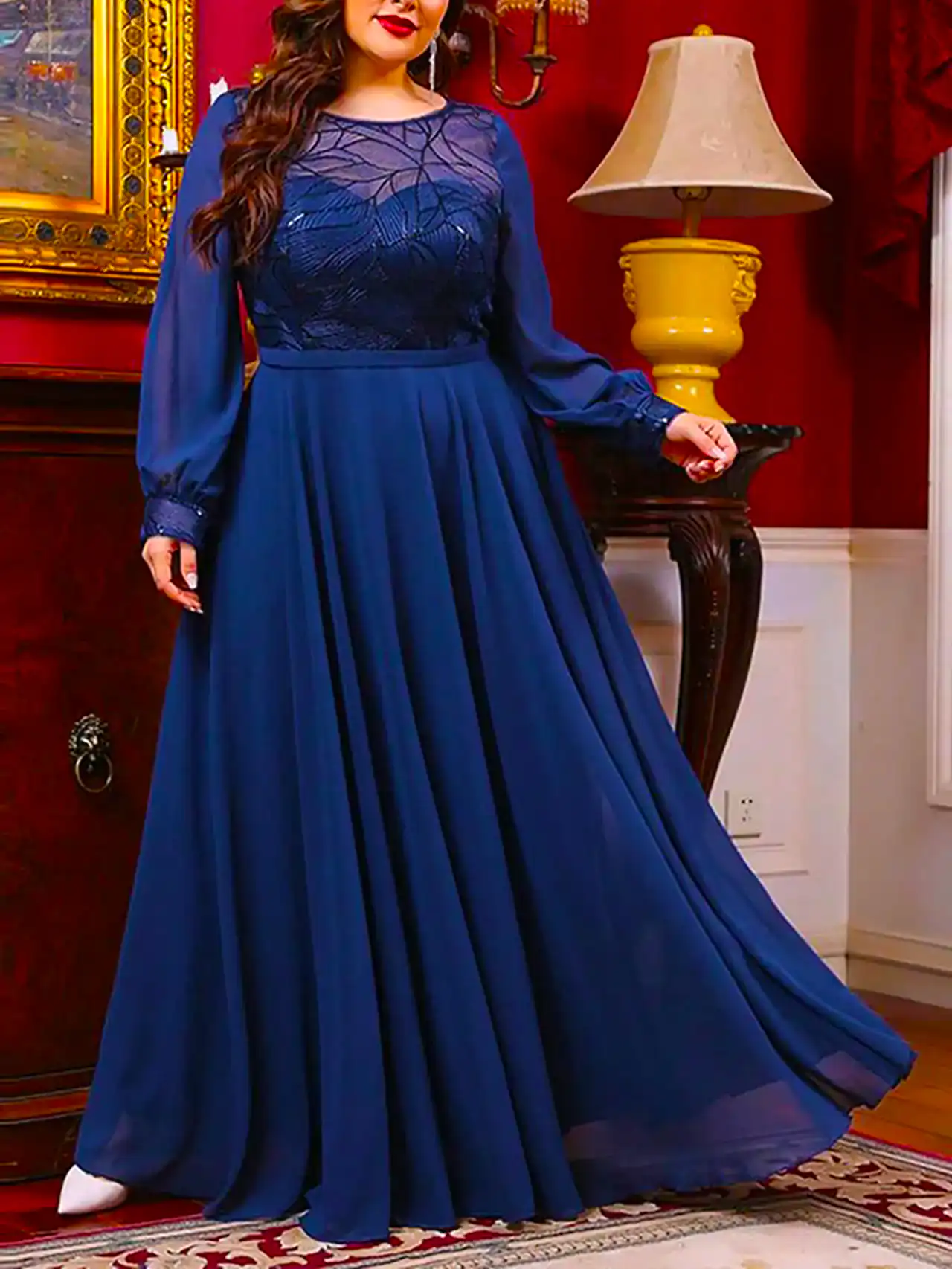 پیراهن مجلسی سورمه ای زنانه