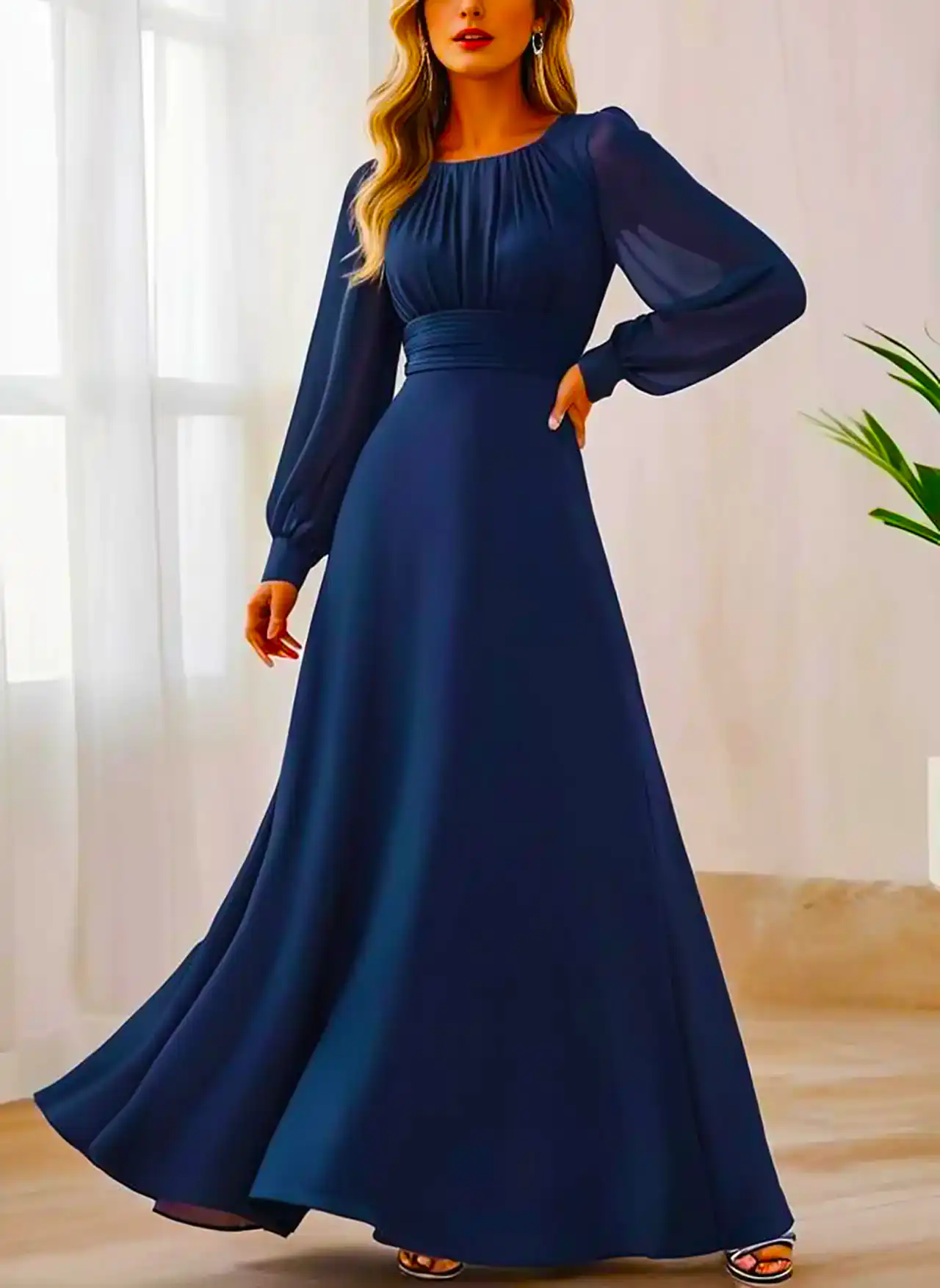 پیراهن مجلسی سورمه ای زنانه