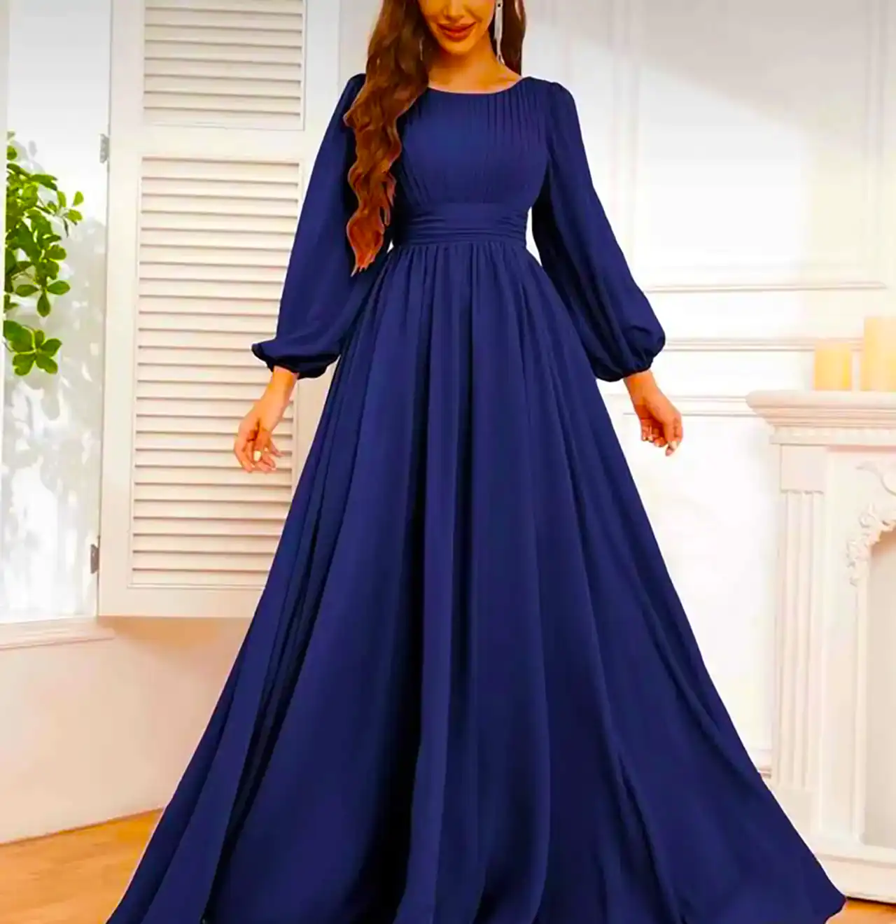 پیراهن مجلسی سورمه ای زنانه