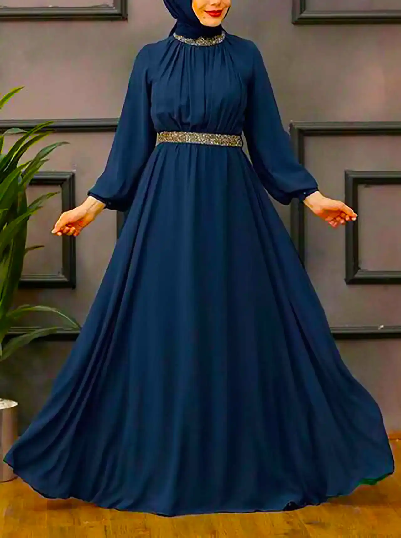 پیراهن مجلسی سورمه ای زنانه