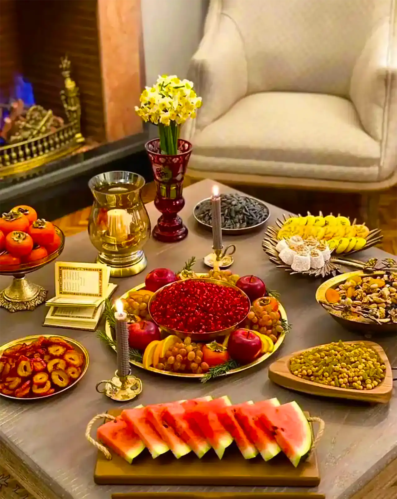 چیدن سنتی برای شب یلدا