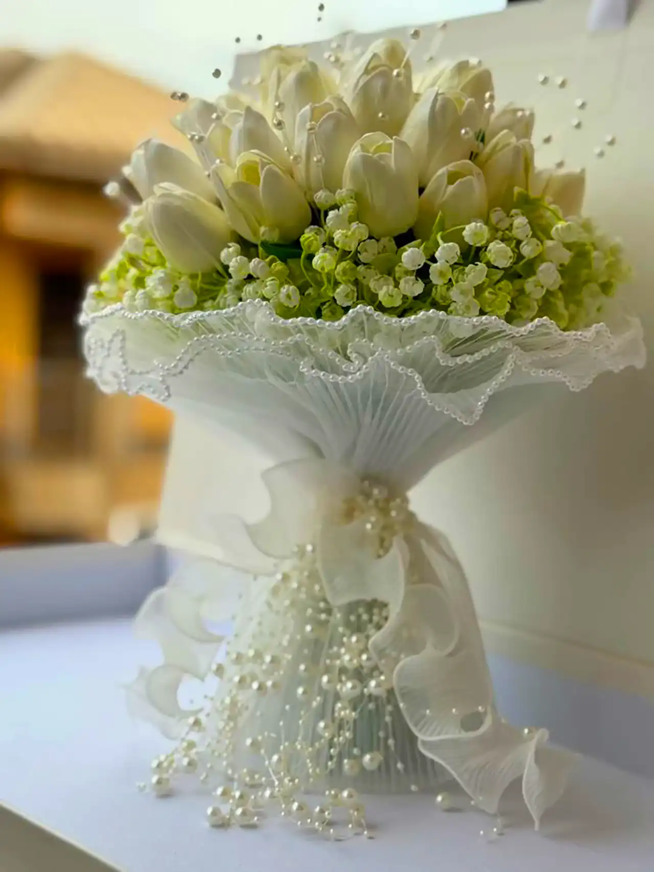 دسته گل سفید عروس