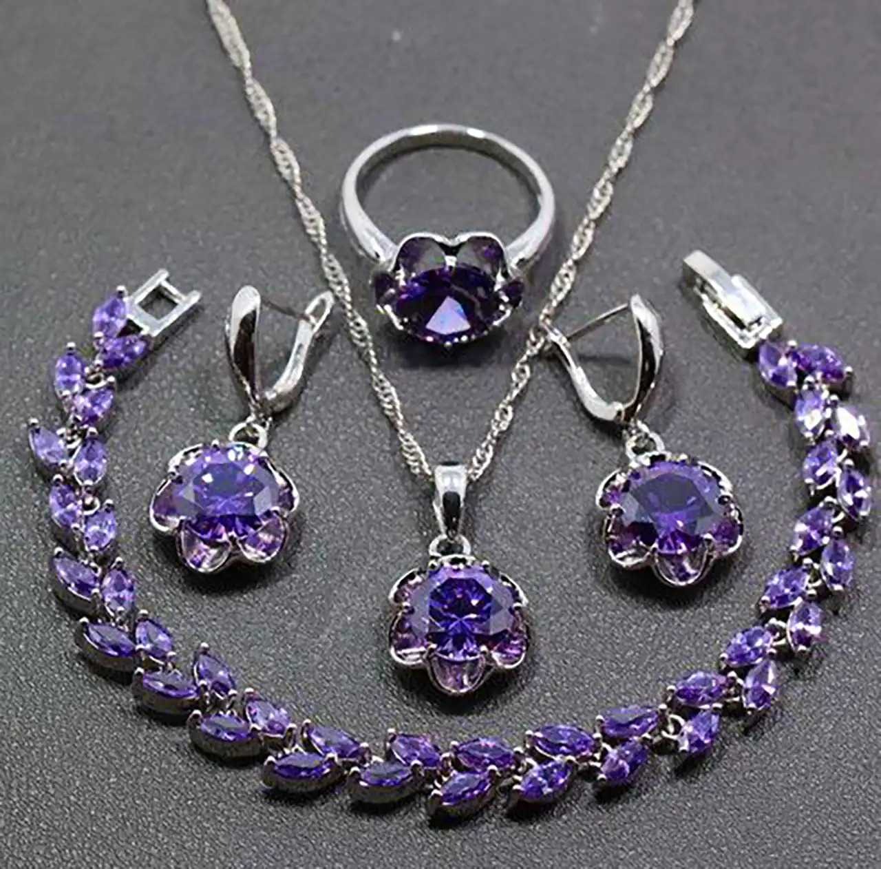 نیم ست نگین آبی لوکس