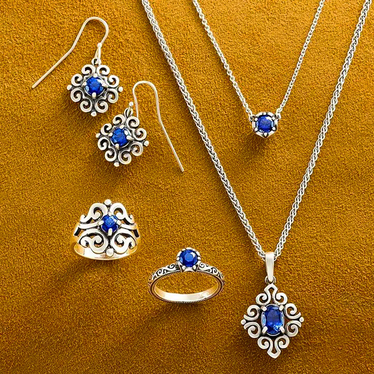 نیم ست نگین آبی لوکس