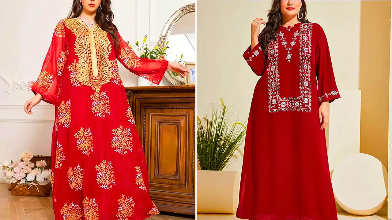 پیراهن بلند قرمز زنانه