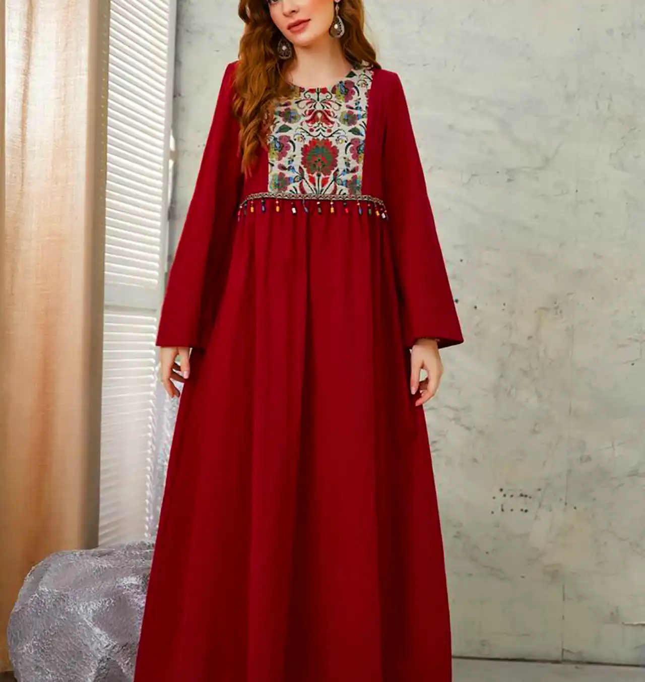 پیراهن بلند قرمز زنانه