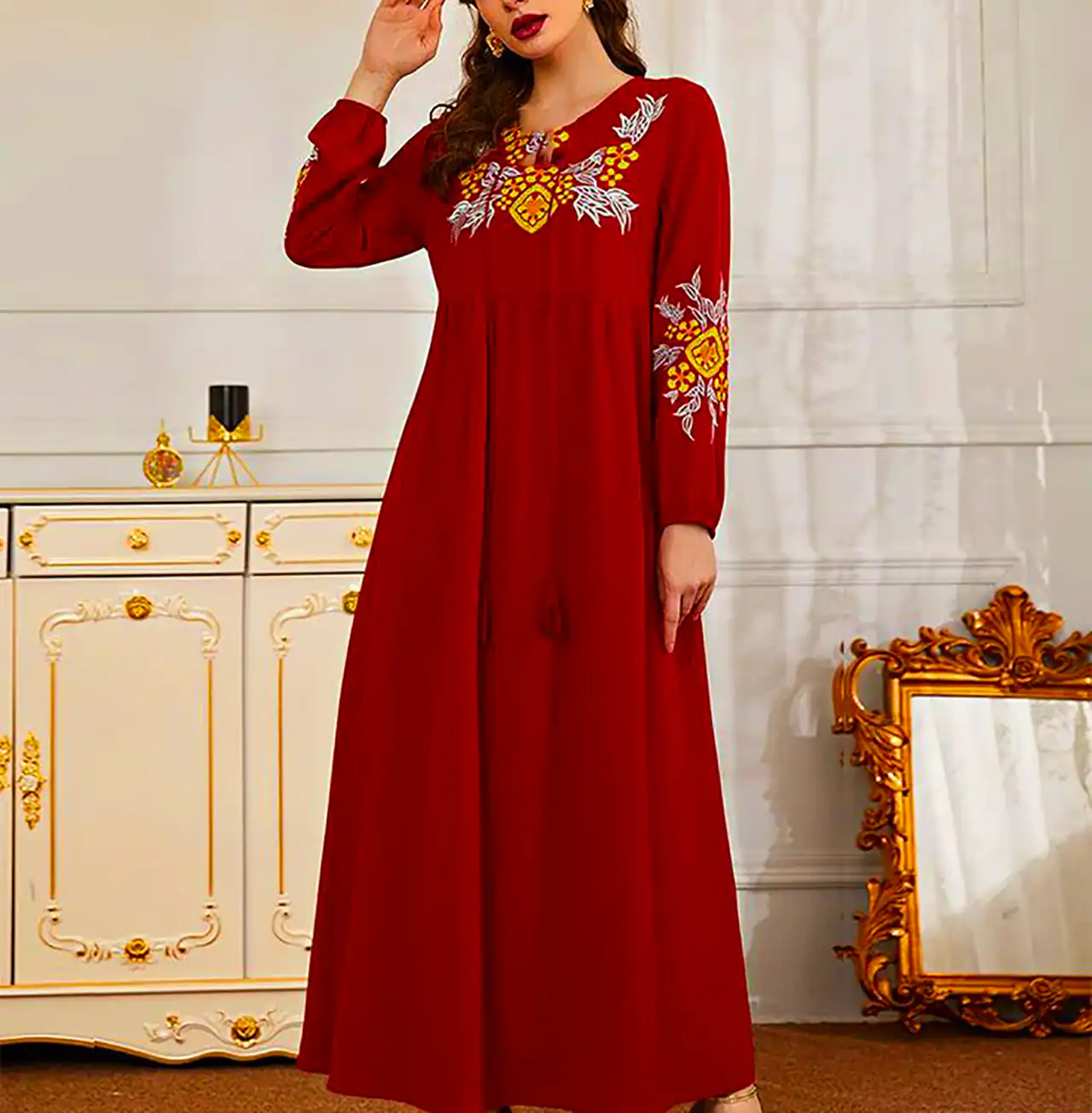 پیراهن بلند قرمز زنانه