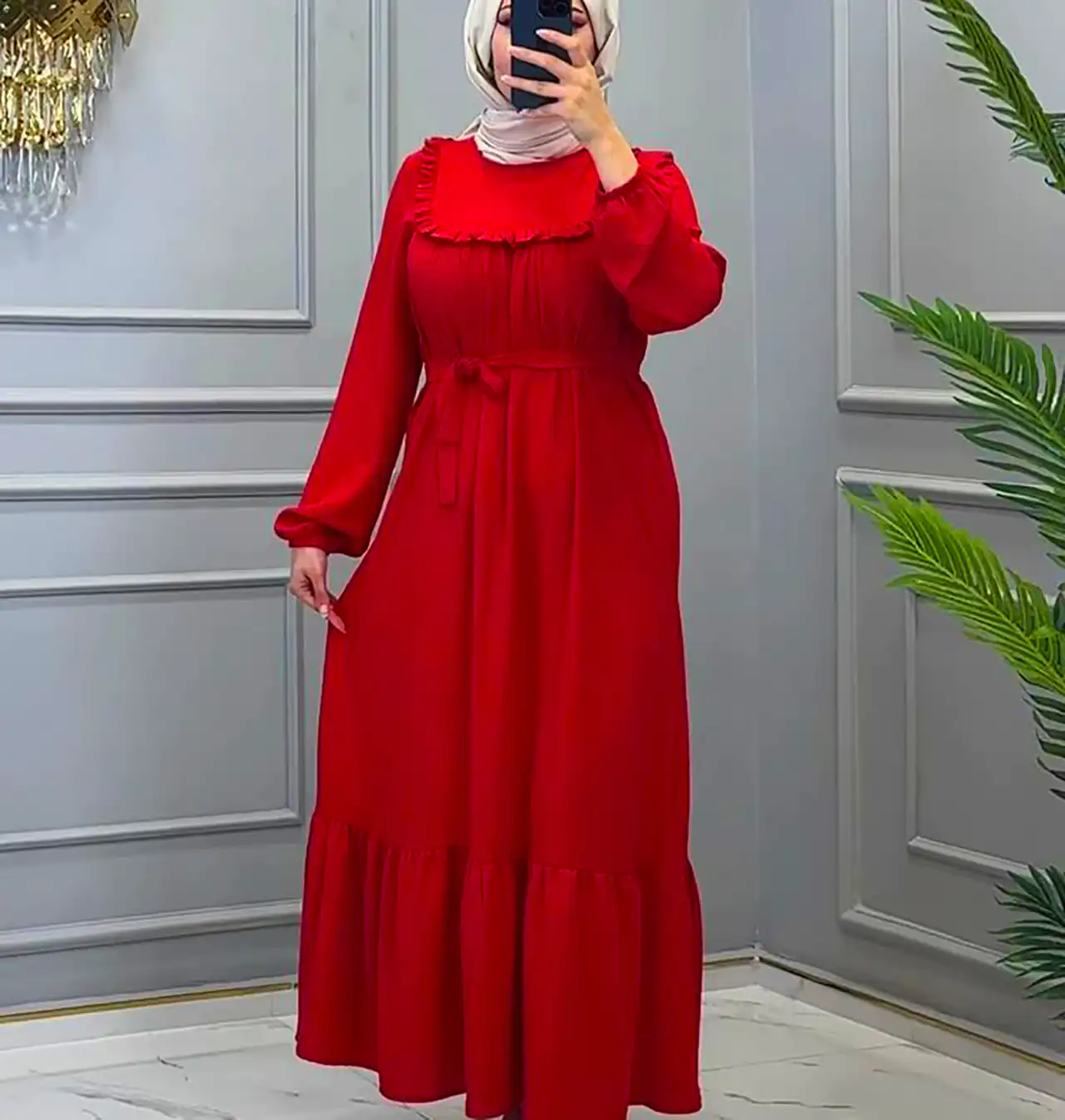 پیراهن بلند قرمز زنانه