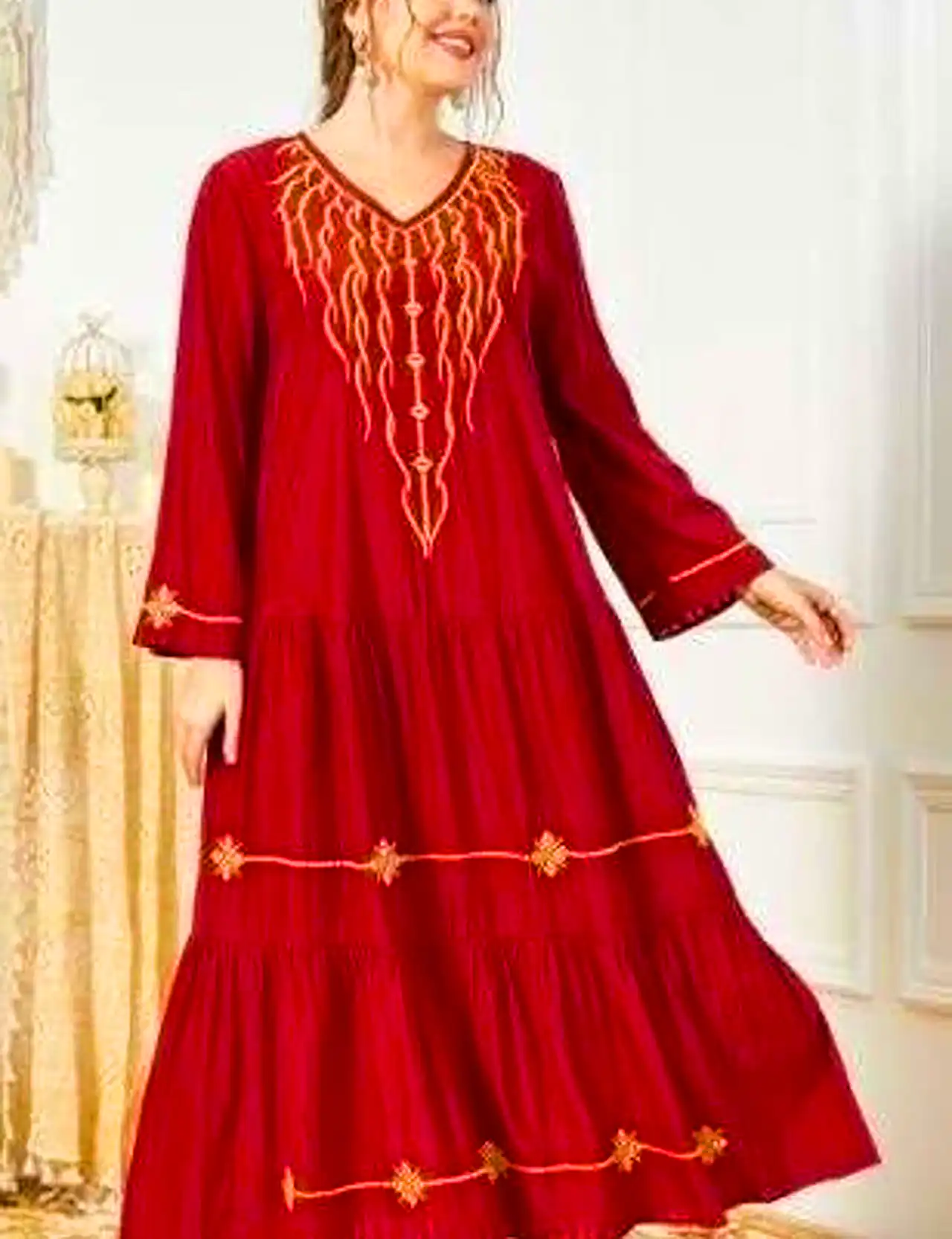 پیراهن بلند قرمز زنانه