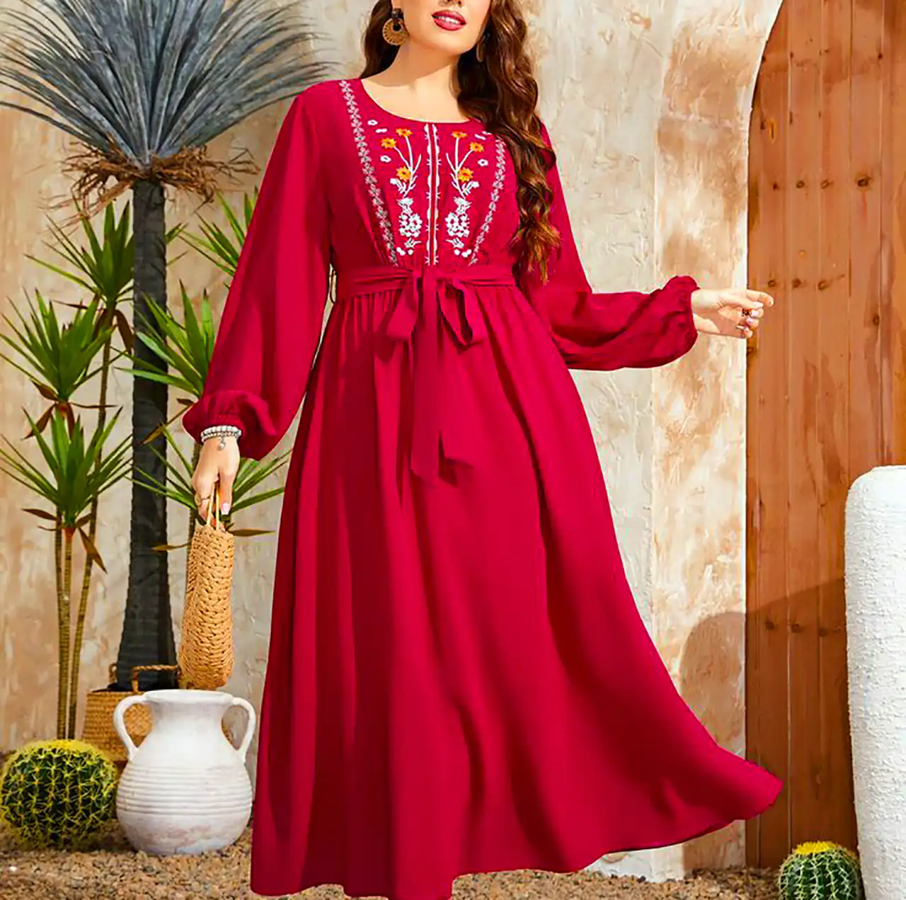 پیراهن بلند قرمز زنانه