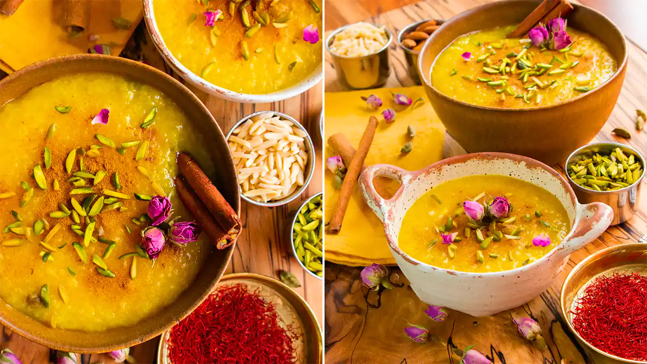 تزیین شله زرد خانگی