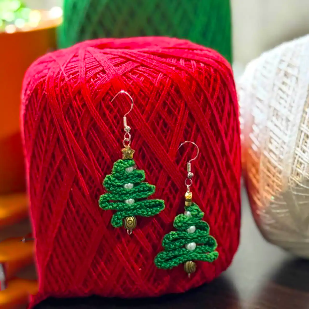 گوشواره بافتنی فانتزی