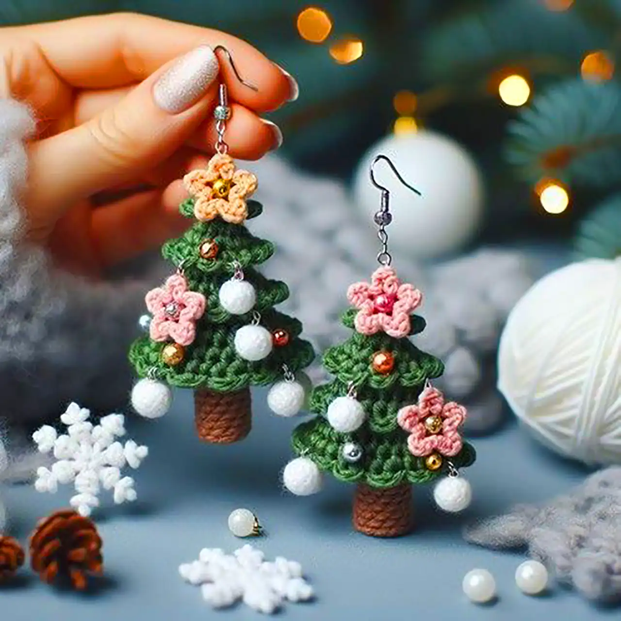 گوشواره بافتنی فانتزی