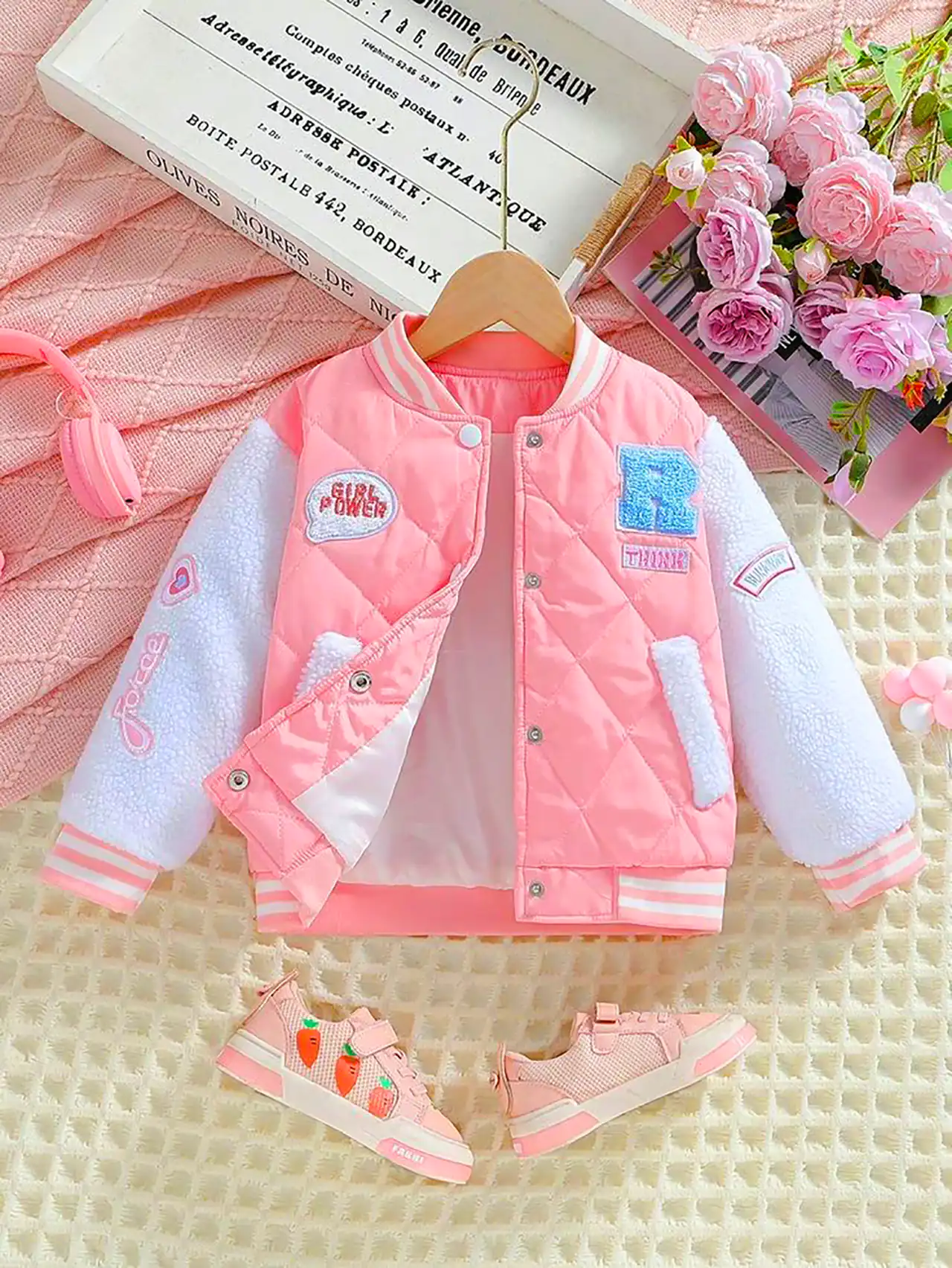 کاپشن صورتی بچگانه