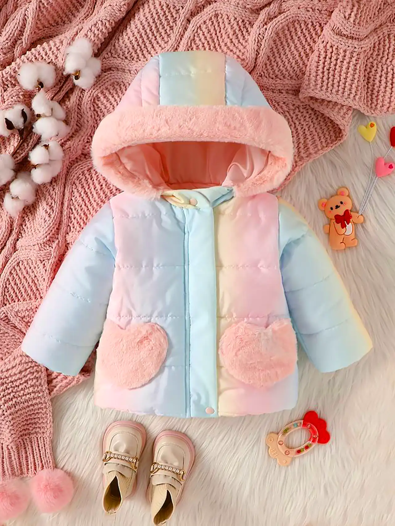 کاپشن صورتی بچگانه