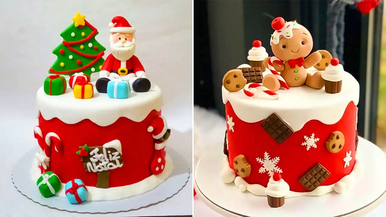 کیک کریسمسی با فوندانت