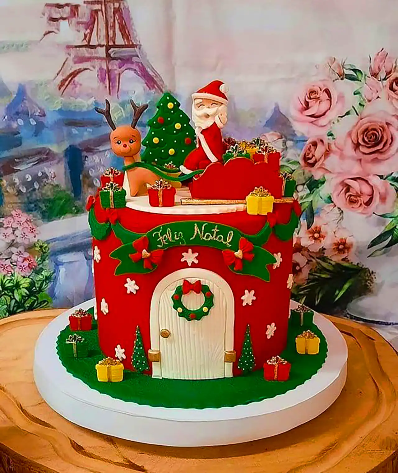 کیک کریسمسی با فوندانت