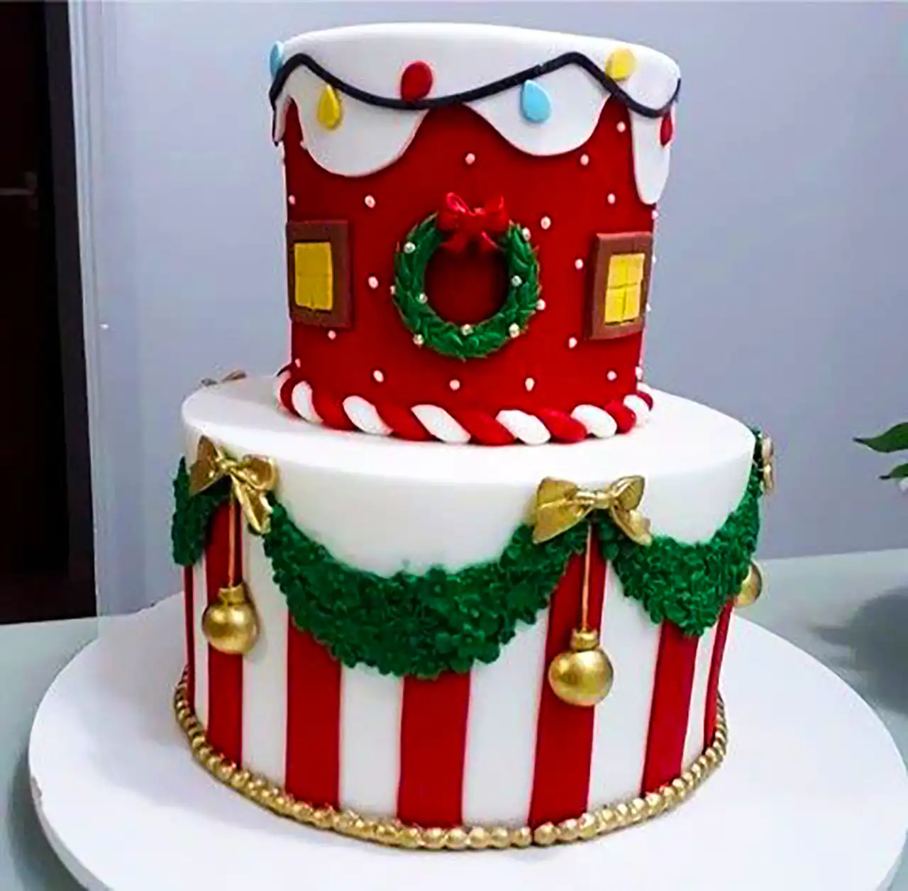 کیک کریسمسی با فوندانت