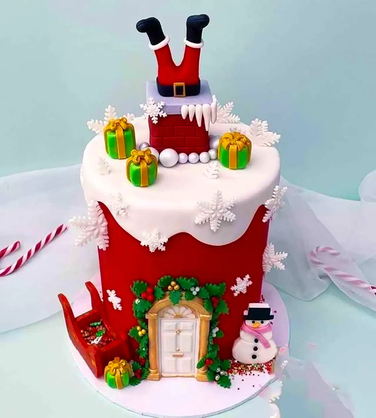 کیک کریسمسی با فوندانت