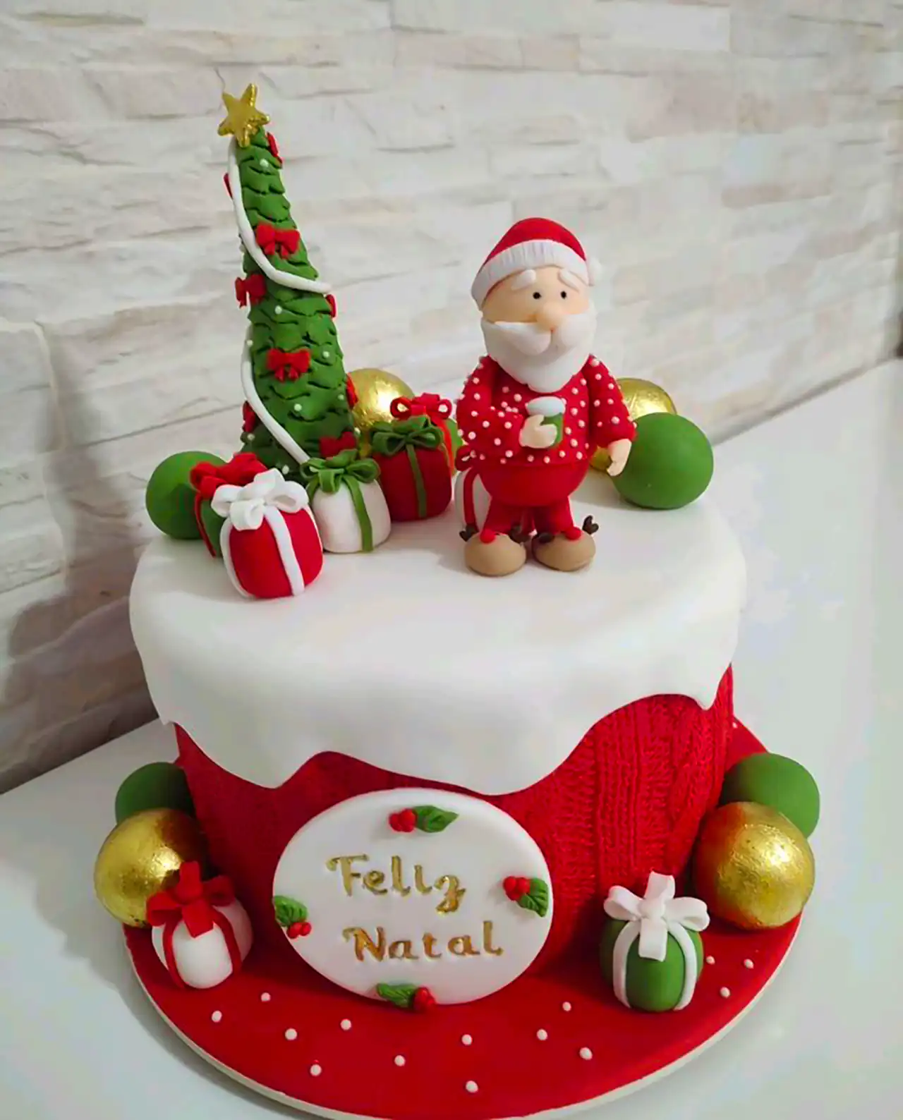 کیک کریسمسی با فوندانت