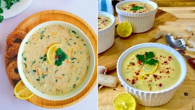 سرو سوپ شیر و قارچ