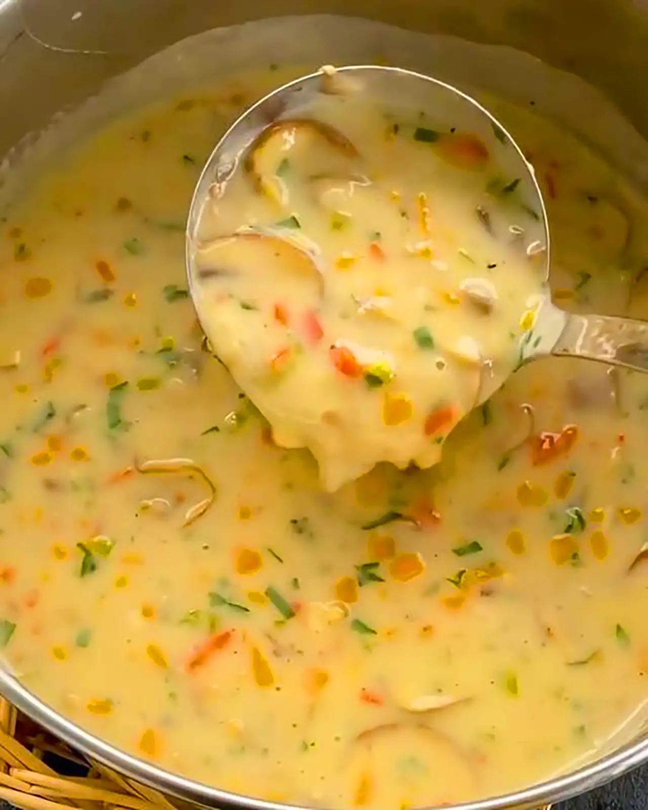 سرو سوپ شیر و قارچ