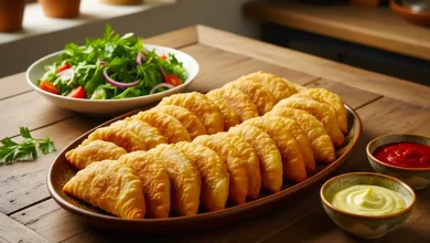 تصویر پیراشکی گوشت با خمیر یوفکا – طرز تهیه پیراشکی گوشت با خمیر یوفکا خوشمزه و خانگی