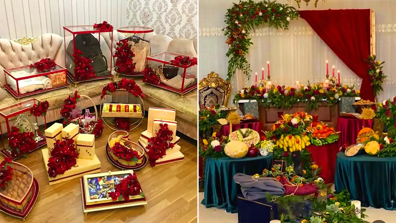 تزئین هدایا یلدایی عروس