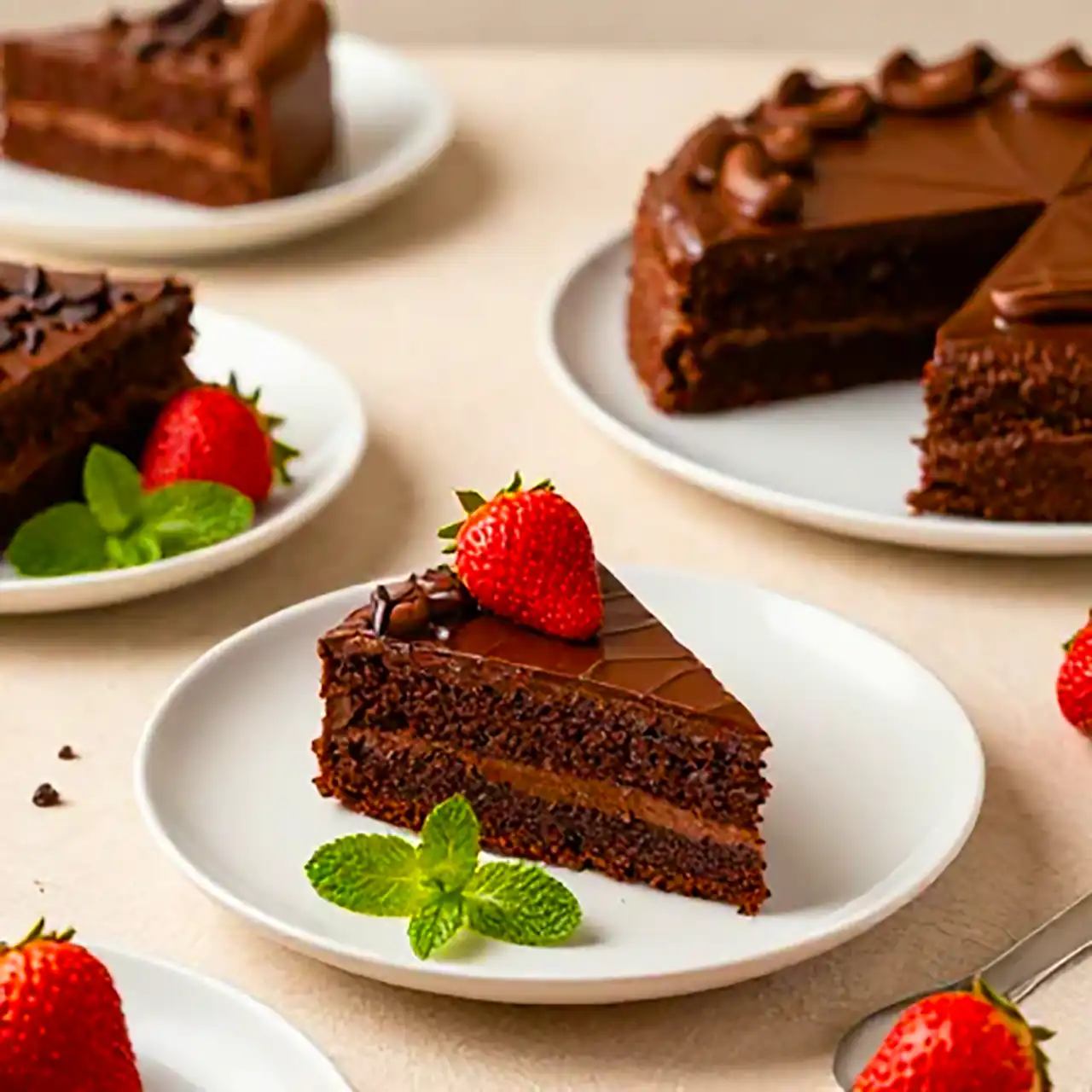 سرو کیک شکلاتی خانگی و آماده مصرف