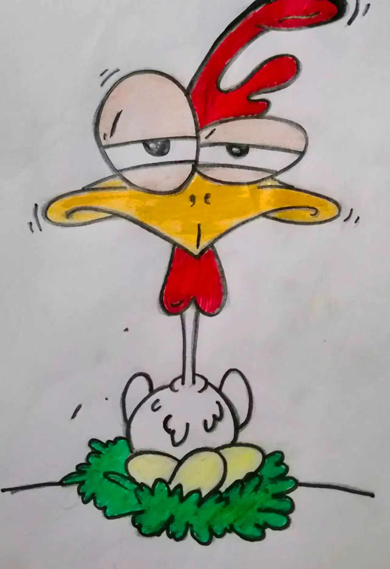 نقاشی بامزه مرغ