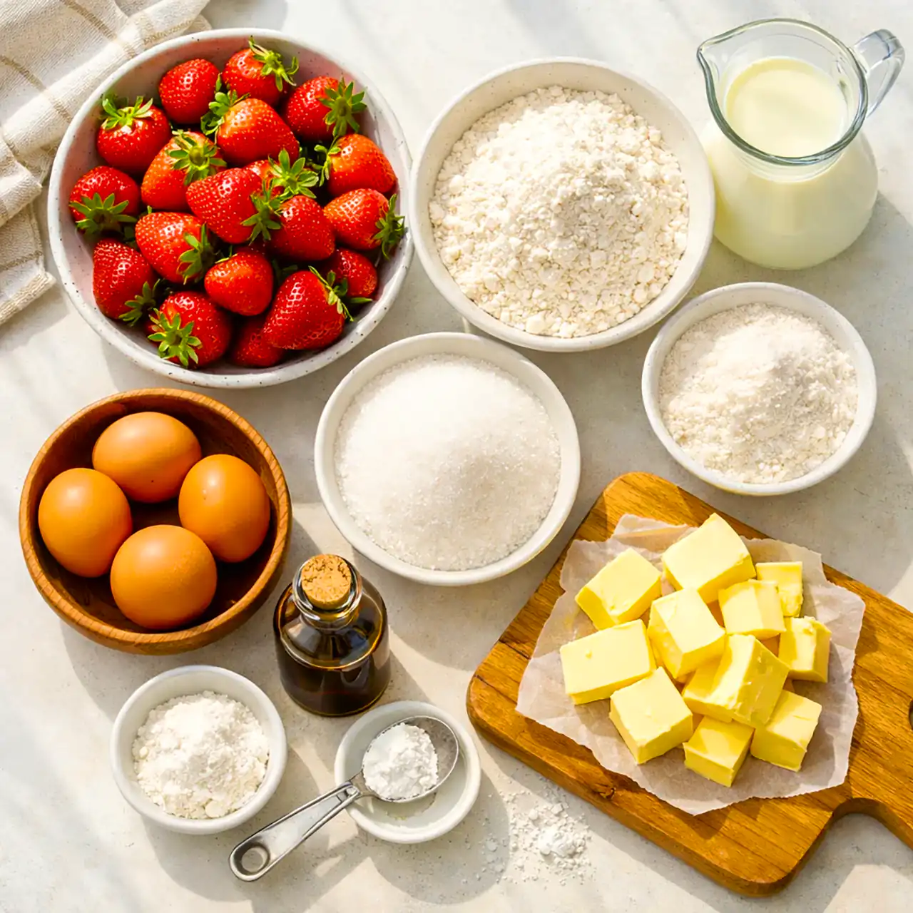 مواد لازم برای تهیه کیک توت فرنگی