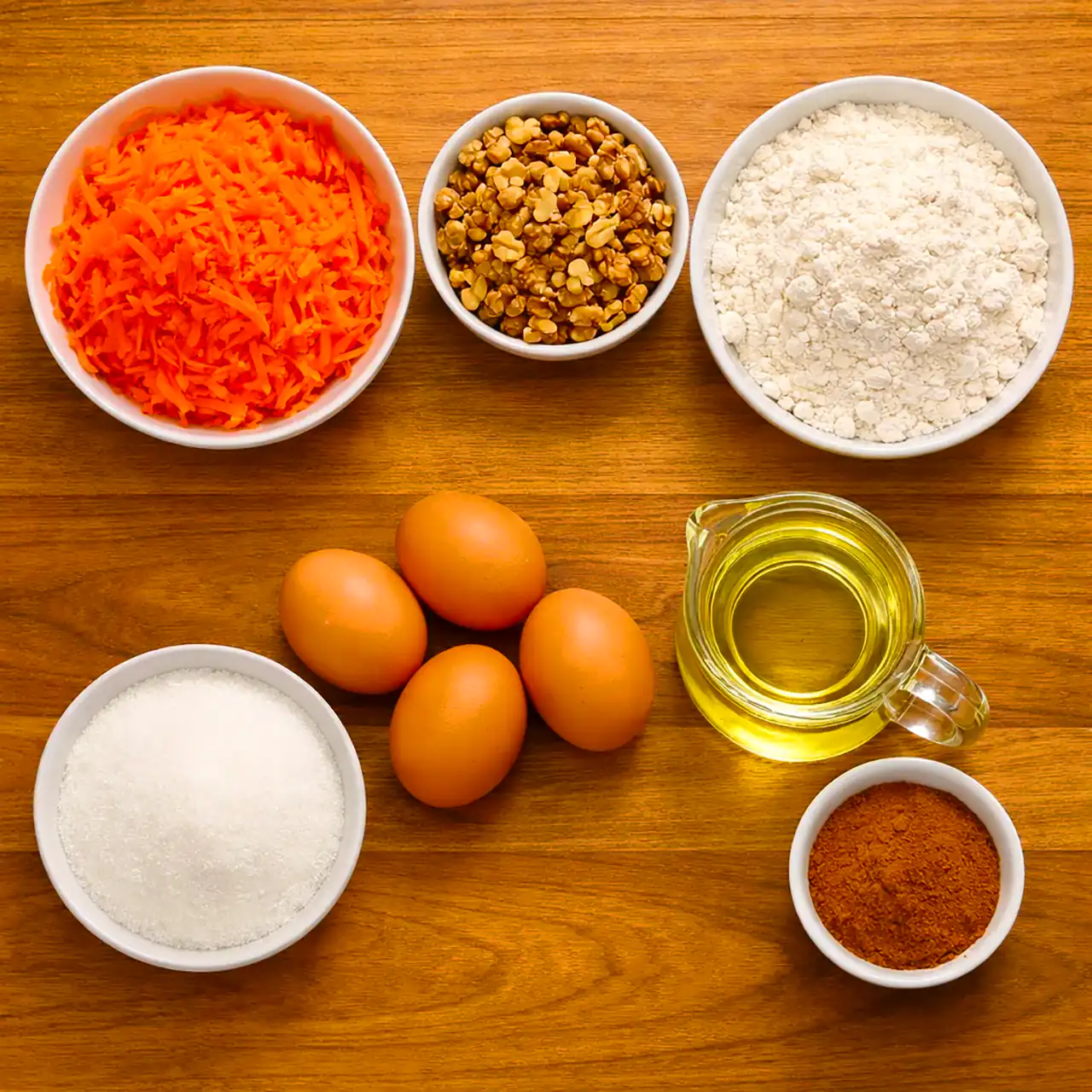 مواد لازم برای تهیه کیک هویج گردو