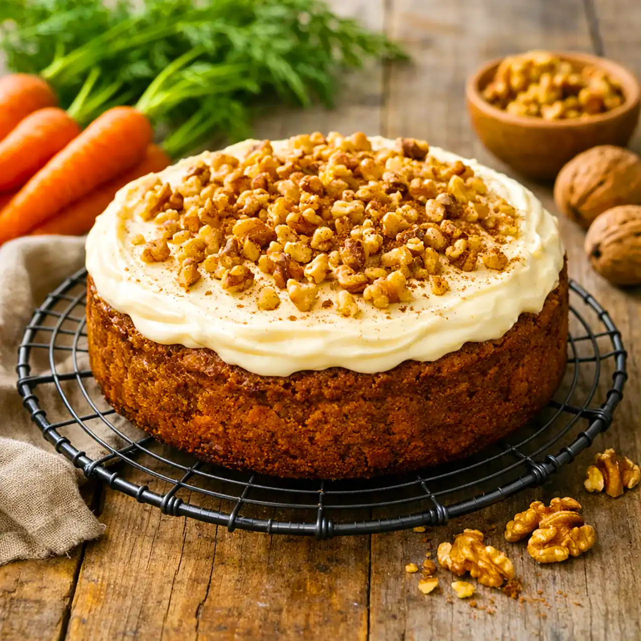  نمای کلی کیک هویج گردو خانگی